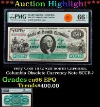 Very Cool 1872 $50 South Carolina, Columbia Obsolete Currency Note SCCR-8 George Washinton Graded cu