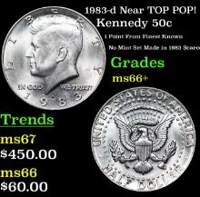 1983-d Kennedy Half Dollar Near TOP POP! 50c Grades GEM++ Unc