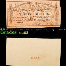 1864 3rd Series Confederate States Thirty Dollars Note Grades Select CU