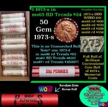 THIS AUCTION ONLY! BU Shotgun Lincoln 1c roll, 1973-s 50 pcs Plus one bonus random date BU roll! Ban