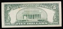 1953B $5 Red Seal United States Note Grades vf++