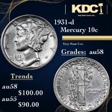 1931-d Mercury Dime 10c Grades Choice AU/BU Slider