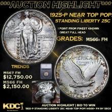 ***Auction Highlight*** 1925-p Standing Liberty Quarter Near Top Pop! 25c Graded ms66+ FH By SEGS (f