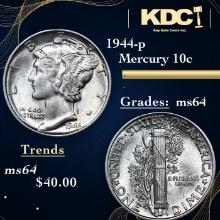 1944-p Mercury Dime 10c Grades Choice Unc