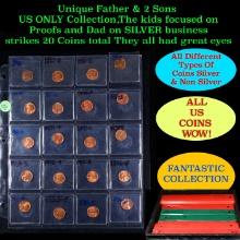 Unique Father & 2 Sons US ONLY Collection,The kids focused on Proofs and Dad on SILVER business stri