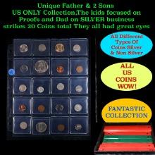 Unique Father & 2 Sons US ONLY Collection,The kids focused on Proofs and Dad on SILVER business stri