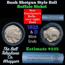 Buffalo Nickel Shotgun Roll in Old Bank Style 'Bell Telephone' Wrapper 1925 & d Mint Ends