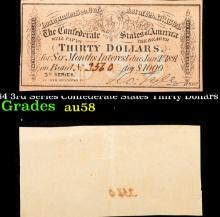 1864 3rd Series Confederate States Thirty Dollars Note Grades Choice AU/BU Slider