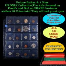 Unique Father & 2 Sons US ONLY Collection,The kids focused on Proofs and Dad on SILVER business stri