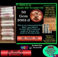 THIS AUCTION ONLY! BU Shotgun Lincoln 1c roll, 2002-d 50 pcs Plus one bonus random date BU roll! Ban