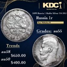 1899 Russia 1 Ruble Silver Y# 59.1 Grades Choice AU