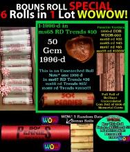 THIS AUCTION ONLY! BU Shotgun Lincoln 1c roll, 1996-d 50 pcs Plus FIVE bonus random date BU roll! Ba