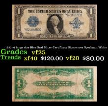 1923 $1 large size Blue Seal Silver Certificate Grades vf+ Signatures Speelman/White