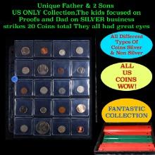 Unique Father & 2 Sons US ONLY Collection,The kids focused on Proofs and Dad on SILVER business stri