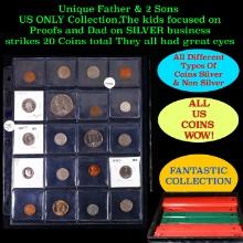 Unique Father & 2 Sons US ONLY Collection,The kids focused on Proofs and Dad on SILVER business stri