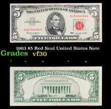 1963 $5 Red Seal United States Note Grades vf++