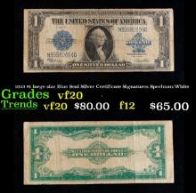 1923 $1 large size Blue Seal Silver Certificate Grades vf, very fine Signatures Speelman/White