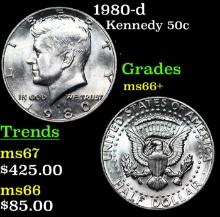 1980-d Kennedy Half Dollar 50c Grades GEM++ Unc