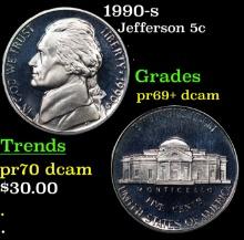 Proof 1990-s Jefferson Nickel 5c Grades GEM++ Proof Deep Cameo