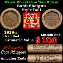 Lincoln Wheat Cent 1c Mixed Roll Orig Brandt McDonalds Wrapper, 1919-s end, Wheat other end