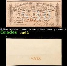 1864 3rd Series Confederate States Thirty Dollars Note Grades Select CU