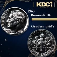 Proof 1963 Roosevelt Dime 10c Grades GEM++ Proof