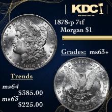 1878-p 7tf Morgan Dollar $1 Grades Select+ Unc