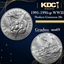 1991-1995-p WWII Modern Commem Half Dollar 50c Grades ms69