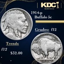 1914-p Buffalo Nickel 5c Grades f, fine