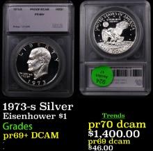 Proof 1973-s Silver Eisenhower Dollar 1 Graded pr69+ DCAM By SEGS