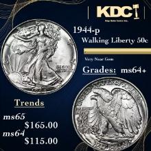 1944-p Walking Liberty Half Dollar 50c Grades Choice+ Unc