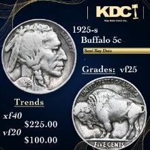 1925-s Buffalo Nickel 5c Grades vf+