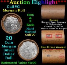 ***Auction Highlight*** 1885 & P Ends Cull-VG Solid Morgan Silver Dollar Shotgun Roll, 20 Coins (fc)