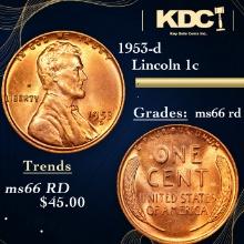 1953-d Lincoln Cent 1c Grades GEM+ Unc RD