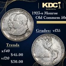1923-s Monroe Old Commem Half Dollar 50c Grades vf++