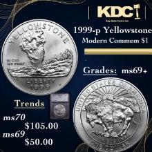 1999-p Yellowstone Modern Commem Dollar 1 Graded ms69+ By SEGS