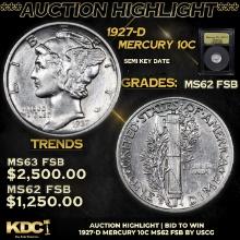 ***Auction Highlight*** 1927-d Mercury Dime 10c Graded Select Unc FSB By USCG (fc)