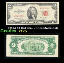 1953A $2 Red Seal United States Note Grades vf+