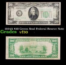 1934A $10 Green Seal Federal Reseve Note Grades vf++