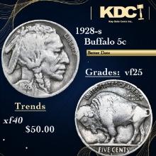 1928-s Buffalo Nickel 5c Grades vf+