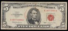 1963 $5 Red Seal United States Note Grades vf+