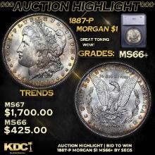 ***Auction Highlight*** 1887-p Morgan Dollar $1 Graded ms66+ By SEGS (fc)