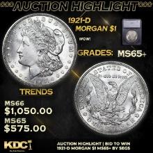 ***Auction Highlight*** 1921-d Morgan Dollar 1 Graded ms65+ By SEGS (fc)