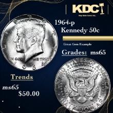 1964-p Kennedy Half Dollar 50c Grades GEM Unc