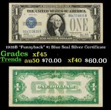 1928B "Funnyback" $1 Blue Seal Silver Certificate Grades xf+