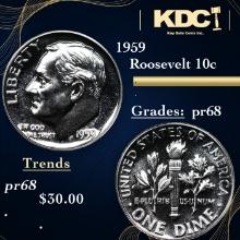 Proof 1959 Roosevelt Dime 10c Grades GEM++ Proof