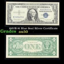 1957B $1 Blue Seal Silver Certificate Grades AU, Almost Unc