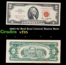 1963 $2 Red Seal United States Note Grades vf++