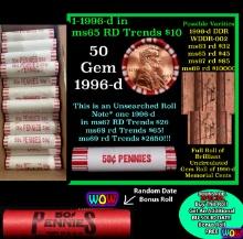 THIS AUCTION ONLY! BU Shotgun Lincoln 1c roll, 1996-d 50 pcs Plus one bonus random date BU roll! Ban