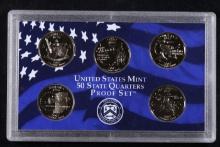 2002 United States Mint Proof Quarters 5 pc set no outer box